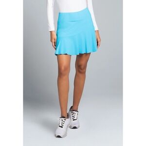 IBKUL Women's Solid Aqua Blue Flounce Skort Skirt UPF 50+ Pickleball- Size L